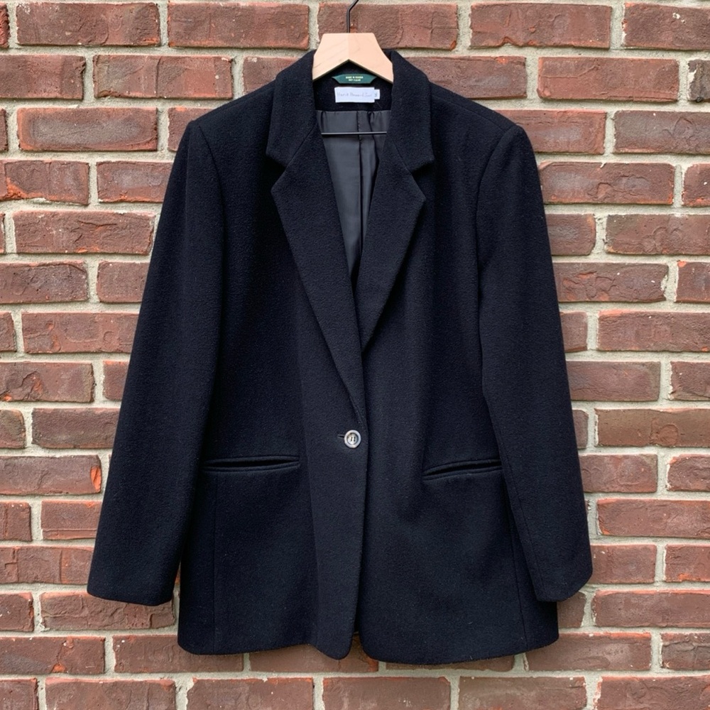 Harvé Benard Sport Black Wool / Cashmere Blend Coat 16 Women’s Lined